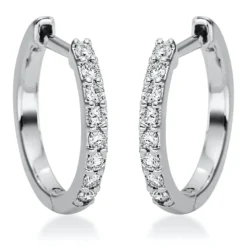 Creolen aus 750 Gold Weißgold 16 Brillanten 0,16ct TW-SI 13,9x1,6mm