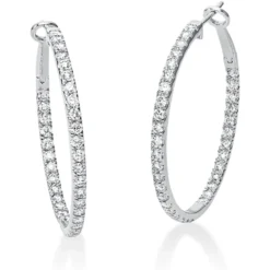 Creolen aus 750 Gold Weißgold 70 Brillanten 2,04ct TW-SI 34,8x2,4mm