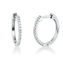 Creolen aus 750 Gold Weißgold 28 Brillanten 0,1ct W-SI 13,7x1,7mm