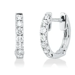 Creolen aus 750 Gold Weißgold 14 Brillanten 0,48ct TW-VSI/SI 13x2,2mm