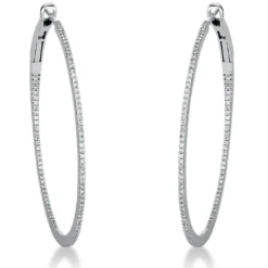Creolen aus 750 Gold Weißgold 200 Brillanten 0,4ct TW-SI 36,7x0,9mm