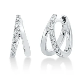 Creolen aus 750 Gold Weißgold 22 Brillanten 0,16ct W-SI 11,7x6mm