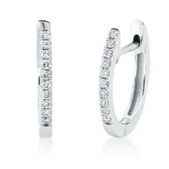 Creolen aus 750 Gold Weißgold 20 Brillanten 0,09ct W-SI 12,4x1,5mm