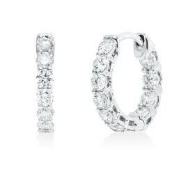 Creolen aus 750 Gold Weißgold 22 Brillanten 0,83ct TW-SI 12,7x2,2mm