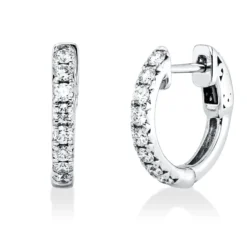 Creolen aus 750 Gold Weißgold 16 Brillanten 0,35ct TW-VSI/SI 13,5x2,1mm