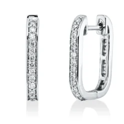Creolen aus 750 Gold Weißgold 50 Brillanten 0,34ct TW-SI 15,5x2,2mm