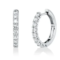 Creolen aus 750 Gold Weißgold 18 Brillanten 0,7ct TW-VSI/SI 16,3x2,2mm