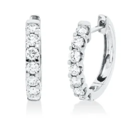 Creolen aus 750 Gold Weißgold 14 Brillanten 0,44ct TW-SI 14,4x2,4mm