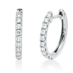 Creolen aus 750 Gold Weißgold 20 Brillanten 0,32ct TW-SI 14x1,9mm