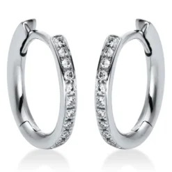 Creolen aus 750 Gold Weißgold 24 Brillanten 0,15ct TW-SI 13,3x1,8mm