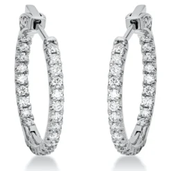 Creolen aus 750 Gold Weißgold 48 Brillanten 0,65ct TW-SI S:2mm