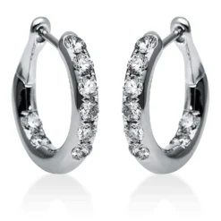Creolen aus 750 Gold Weißgold 16 Brillanten 0,75ct TW-VSI 15,7x2,7mm