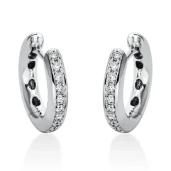 Creolen aus 750 Gold Weißgold 20 Brillanten 0,24ct TW-VSI 14,5x2,8mm