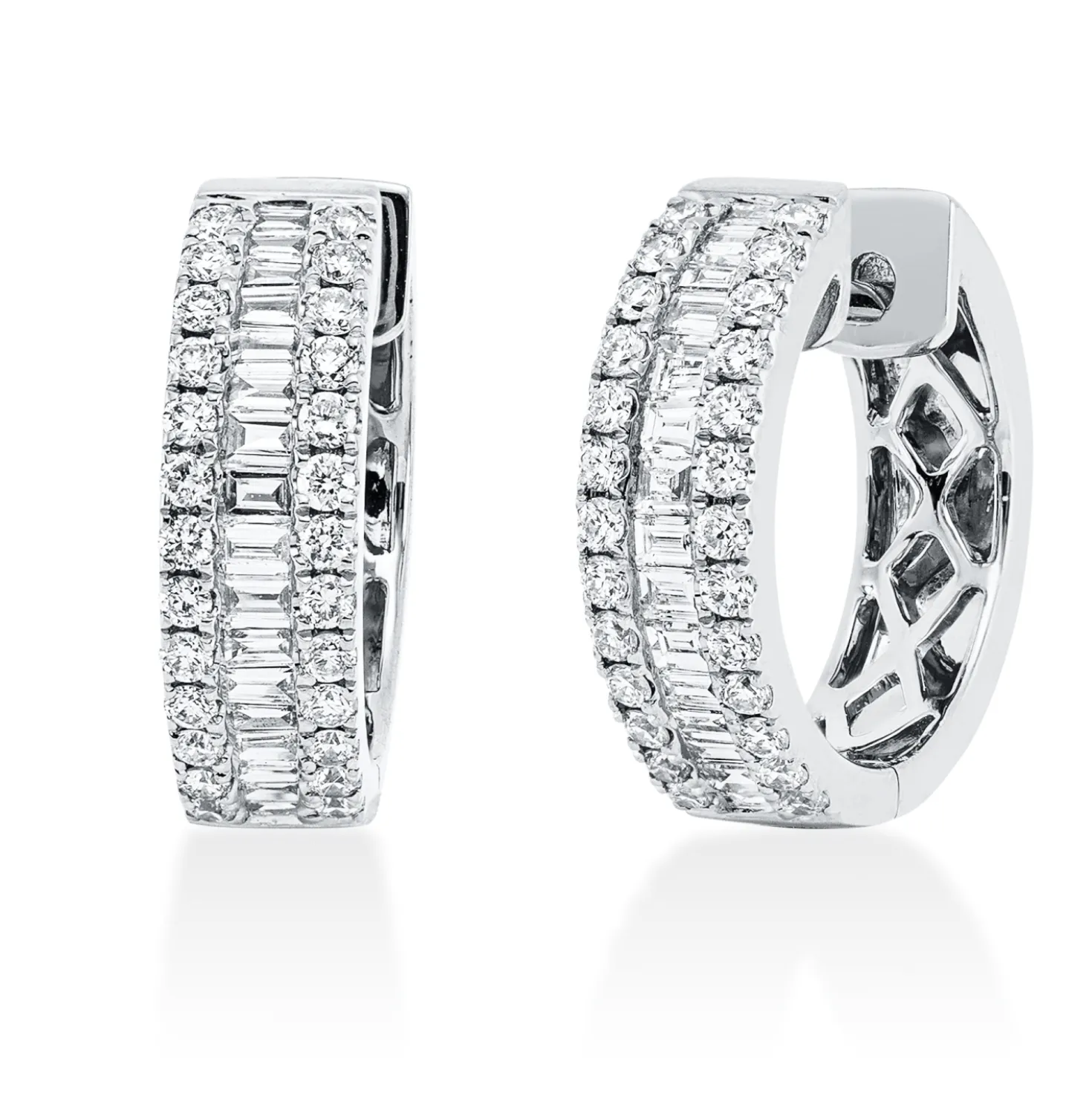 Creolen aus 750 Gold Weißgold 86 Diamanten 0,69ct TW-SI 15,4x4,2mm