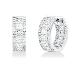 Creolen aus 750 Gold Weißgold 118 Diamanten 2,6ct F-VSI 15,4x4,5mm