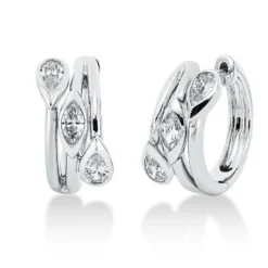 Creolen aus 585 Gold Weißgold 6 Diamanten 0,81ct TW-SI 16,8x7,6mm