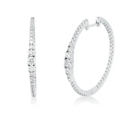 Creolen aus 750 Gold Weißgold 92 Diamanten 1,2ct TW-SI 30,9x2,9mm