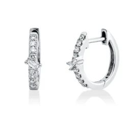 Creolen aus 750 Gold Weißgold 18 Diamanten 0,2ct TW-SI 11,9x3,4mm