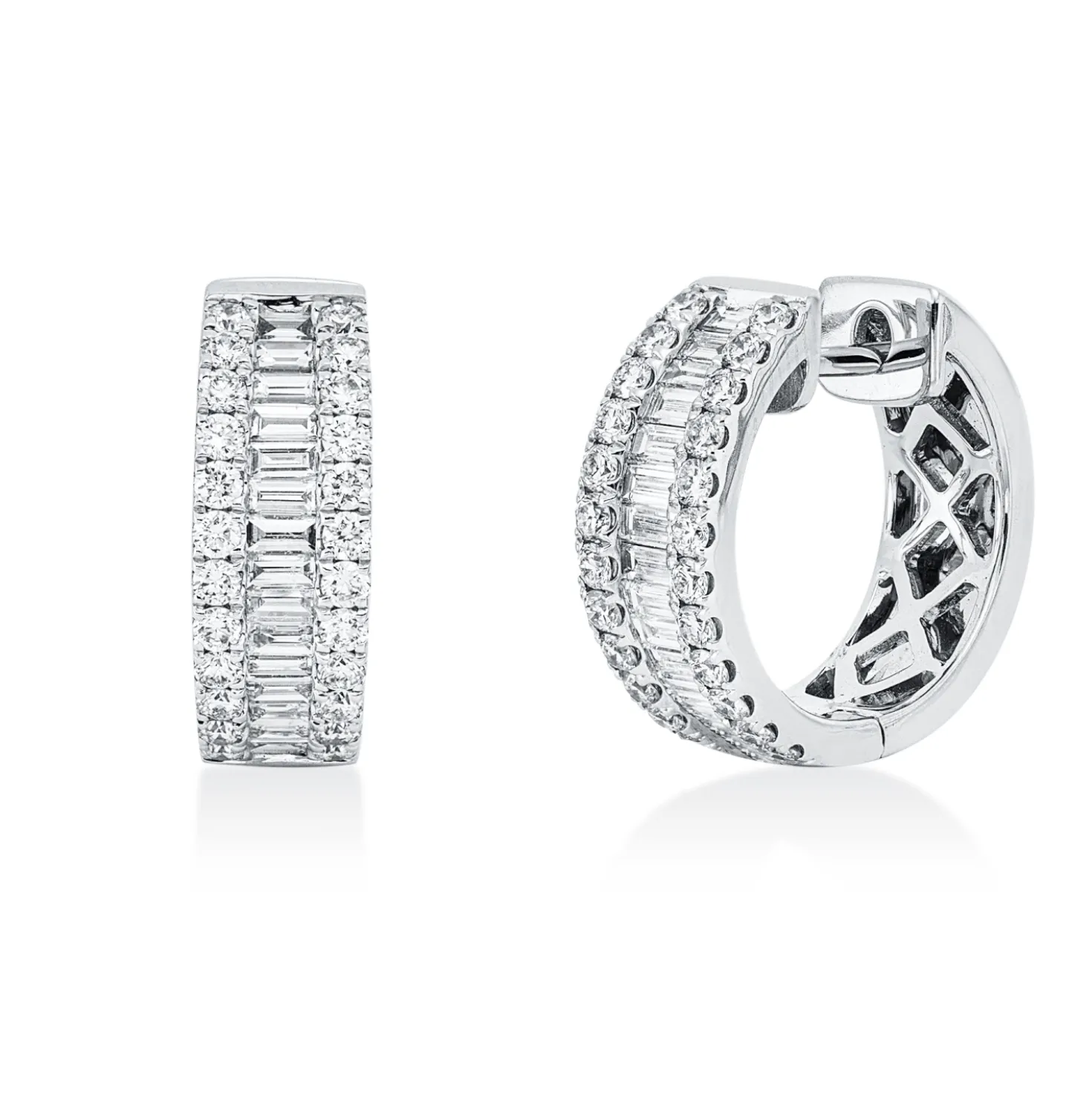 Creolen aus 750 Gold Weißgold 78 Diamanten 1,01ct TW-SI 15,3x2mm