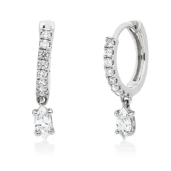 Creolen aus 750 Gold Weißgold 18 Diamanten 0,41ct 17,5x3mm