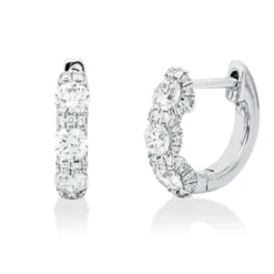 Creolen aus 750 Gold Weißgold 76 Diamanten 0,85ct TW-SI 12,1x2,8mm