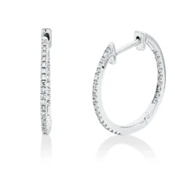 Creolen aus 750 Gold Weißgold 56 Diamanten 0,12ct TW-SI 14,6x0,8mm