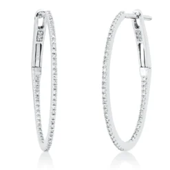 Creolen aus 750 Gold Weißgold 102 Diamanten 0,17ct TW-SI 24,5x1mm