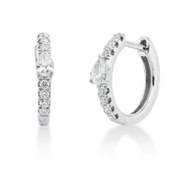 Creolen aus 750 Gold Weißgold 16 Diamanten 0,27ct 13,3x2,2mm