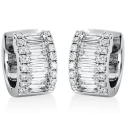 Creolen aus 750 Gold Weißgold 49 Diamanten 1,18ct TW-VSI 13,3x6,9mm