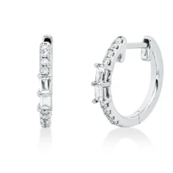 Creolen aus 750 Gold Weißgold 20 Diamanten 0,17ct 13,6x2mm