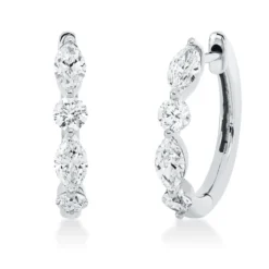 Creolen aus 750 Gold Weißgold 8 Diamanten 1ct TW-SI 17,8x3mm