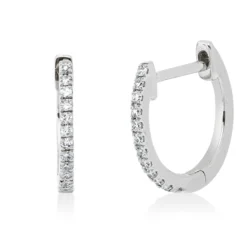 Creolen aus 750 Gold Weißgold 24 Diamanten 0,06ct TW-PI 10,5x1mm
