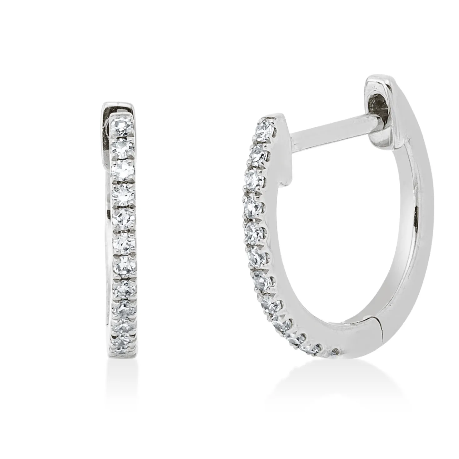 Creolen aus 750 Gold Weißgold 24 Diamanten 0,06ct TW-PI 10,5x1mm