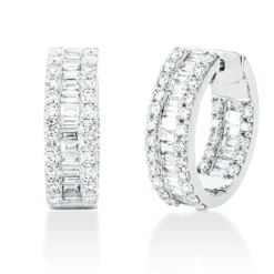 Creolen aus 750 Gold Weißgold 112 Diamanten 4,4ct TW-SI 22,5x7,1mm