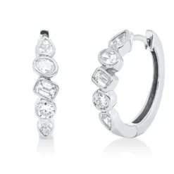 Creolen aus 750 Gold Weißgold 10 Diamanten 0,8ct TW-SI 17,1x3,9mm