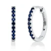 Creolen aus 750 Gold Weißgold 18 Saphire 0,4ct blau 16,1x1,9mm