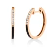 Creolen aus 750 Rotgold 2 Emaillen schwarz 18 Brillanten 0,09ct TW-SI 19x1,6mm