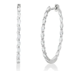 Creolen aus 750 Weißgold 32 Diamanten Navette-Schliff 0,96ct TW-SI 29,9x1,6mm