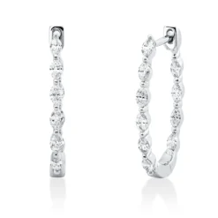 Creolen aus 750 Weißgold 20 Diamanten Navette-Schliff 0,42ct TW-SI 18,2x1,5mm