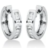 Creolen aus 750 Weißgold 20 Diamanten Baguette-Schliff 0,68ct TW-SI 14x1,8mm