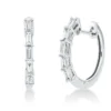 Creolen aus 750 Weißgold 10 Diamanten Baguette-Schliff 0,37ct TW-SI 16,1x1,9mm