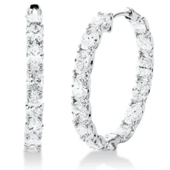 Creolen aus 750 Weißgold 28 Diamanten Oval-Schliff 3,36ct TW-VSI 23,6x3mm