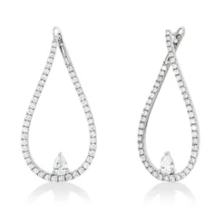 Creolen aus 750 Weißgold 98 Diamanten Fanatsy-Schliff 1,74ct TW-SI 38,7x3mm