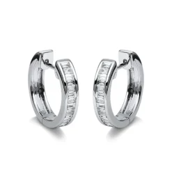 Creolen aus 750 Weißgold 32 Diamanten Baguette-Schliff 0,65ct TW-SI 15,9x3,8mm