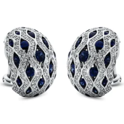 Creolen aus 750 Weißgold 44 Saphire 1,51ct blau 276 Brillanten 1,24ct TW-VSI