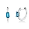 Creolen aus 750 Weißgold 2 Topase 0,69ct London Blue 20 Diamanten 0,06ct W-SI