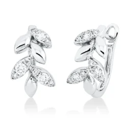 Creolen Blätter aus 750 Weißgold 18 Brillanten 0,38ct TW-SI 14,9x8,4mm