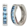 Creolen Creole Ohrringe aus 925 Silber mit 10 Zirkonia blau hellblau