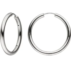 Creolen 31mm Klappcreolen, rund, 925 Silber rhodiniert Ohrringe Ohrschmuck