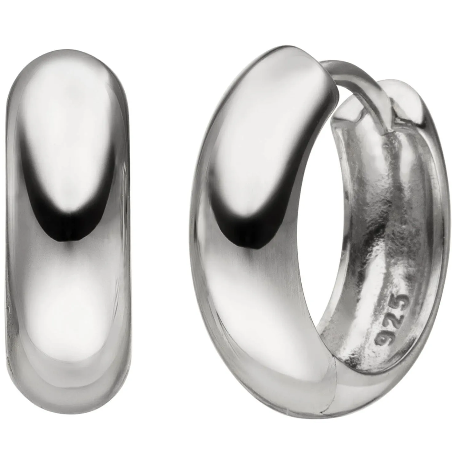 Creolen 14,9mm Klappcreolen, rund, 925 Silber rhodiniert Ohrringe Ohrschmuck